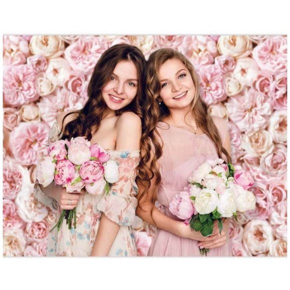 Pink Floral Background Flower Backdrop for Wedding Party Photos Decor 7x5 feet - Picture 2 of 4